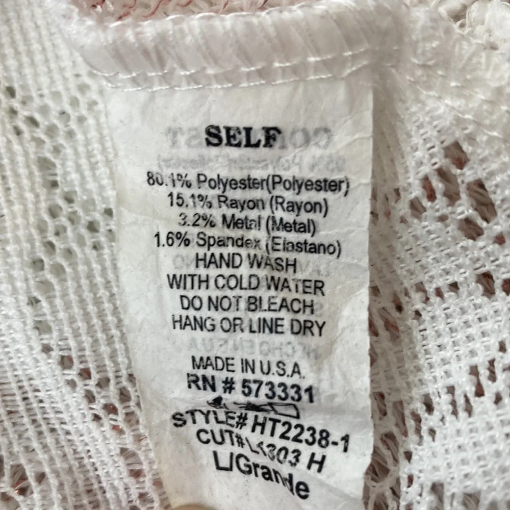 Le Lis Stripe Crewneck Sweater Lace Blouse L